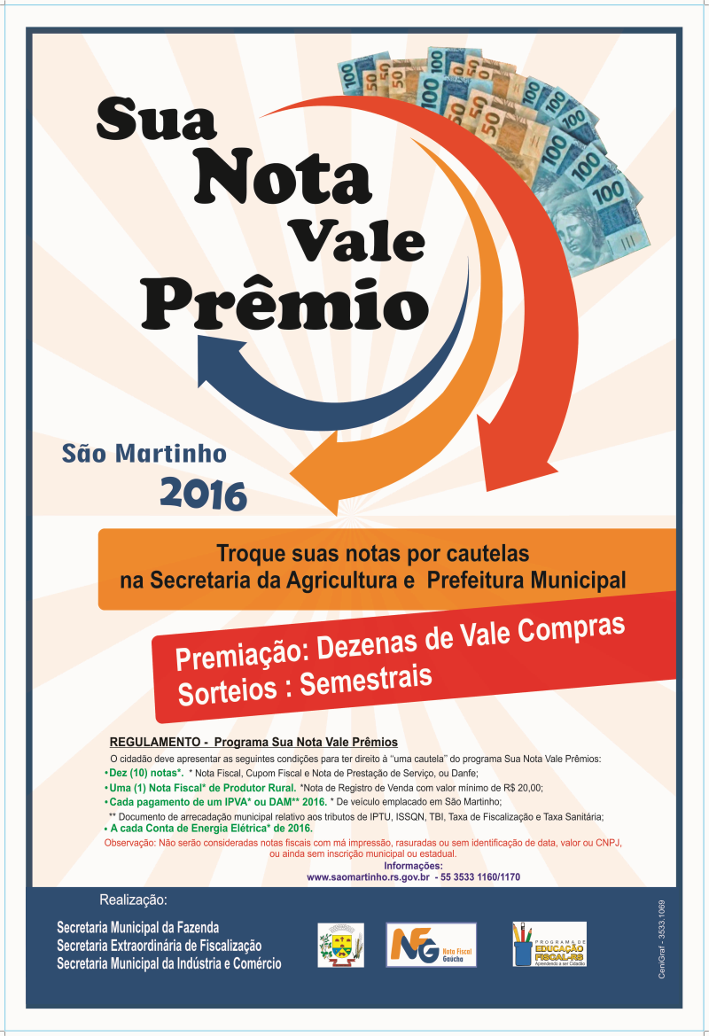Sorteio Sua Nota Vale Premios 2016